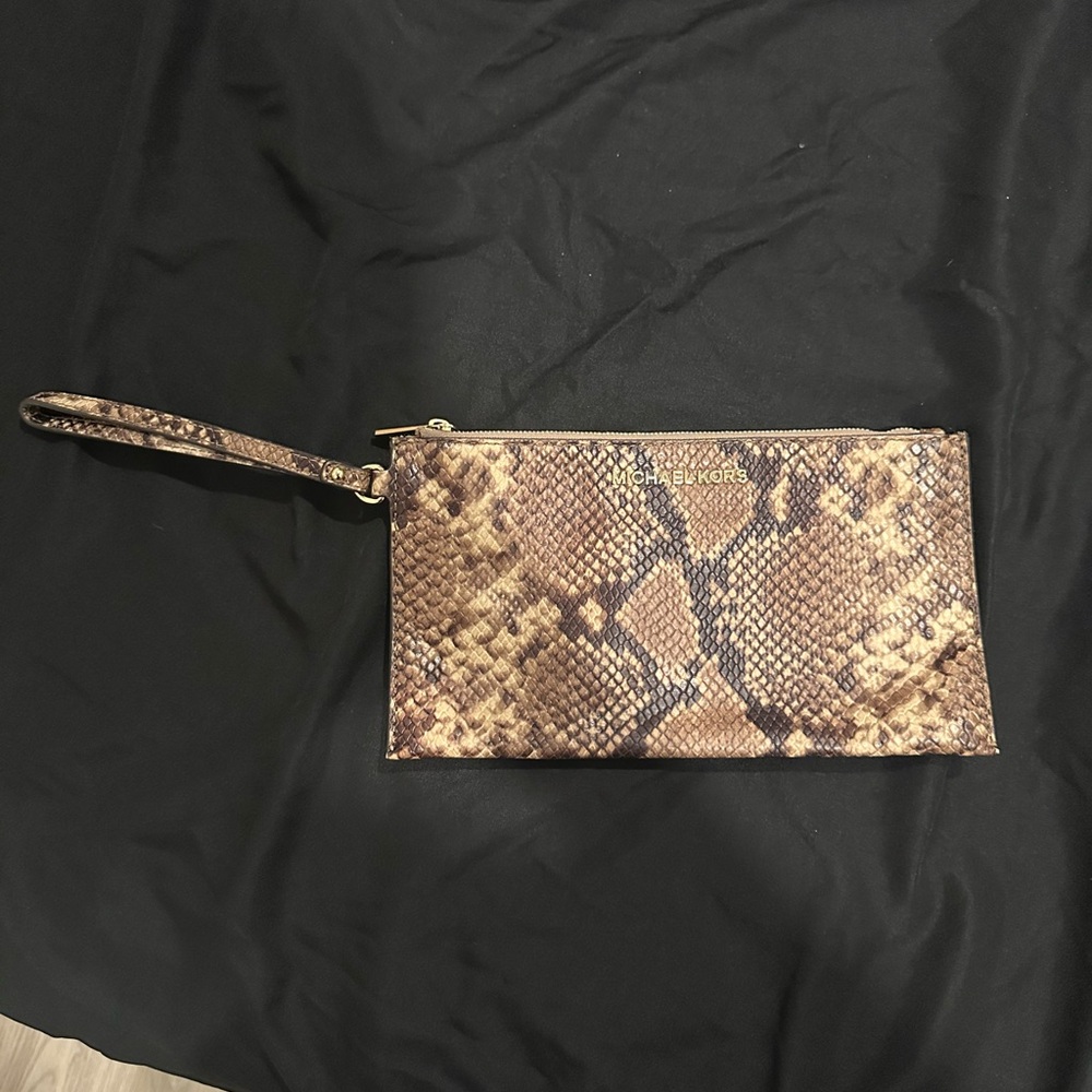 Michael Kors Brown Python Print Clutch - image 1